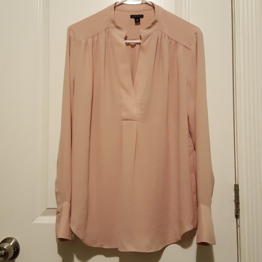 Ann Taylor Dusty pink popover blouse